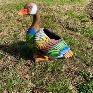Градинска керамична зелена гъска